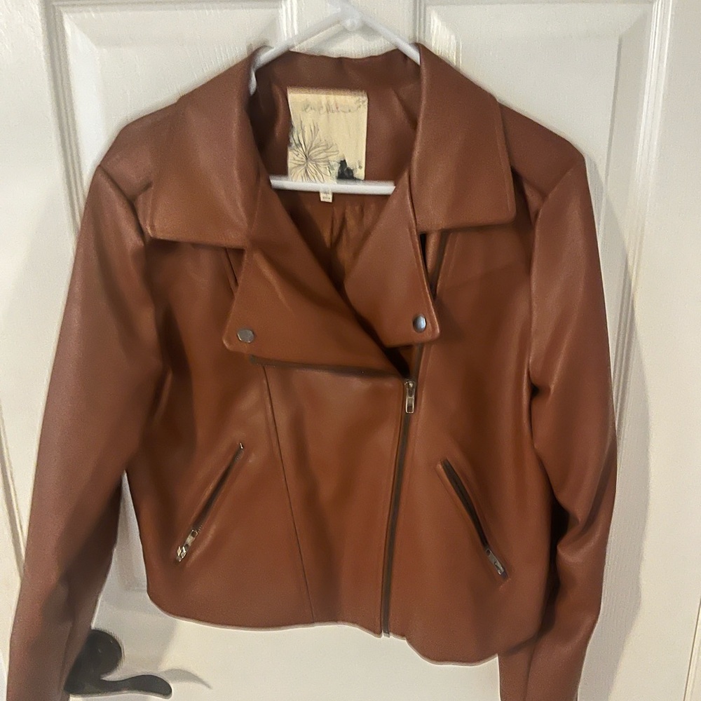 Pecan vegan leather jacket